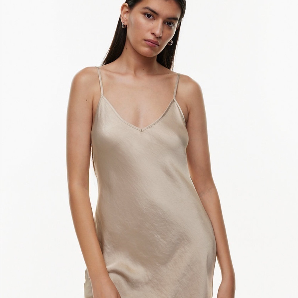 Wilfred- Only Slip Satin Midi Dress- HUMUS BEIGE- Size Small 👡👗✨ - Picture 4 of 12